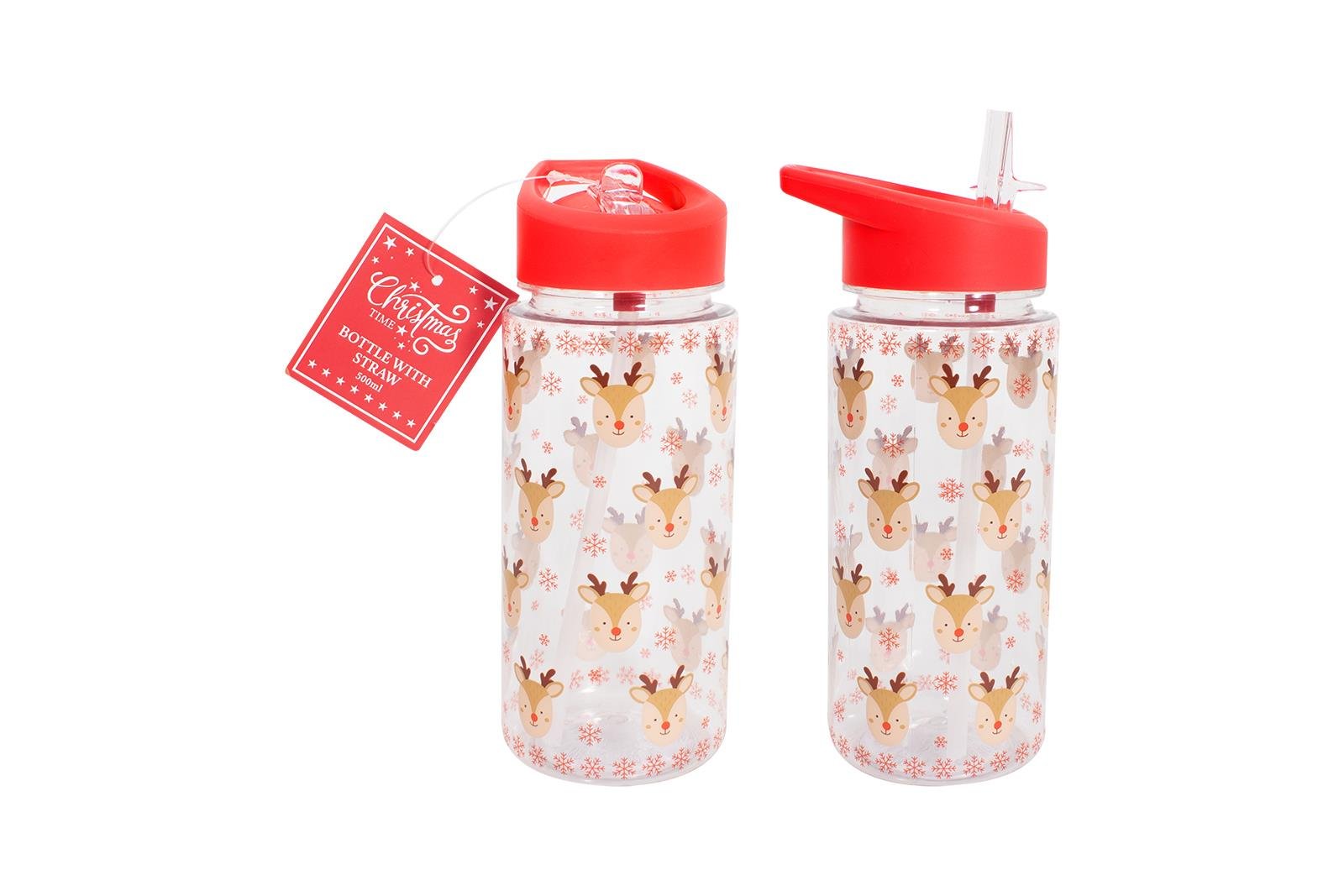 REINDEER BOTTLE WITH STRAW 500ML