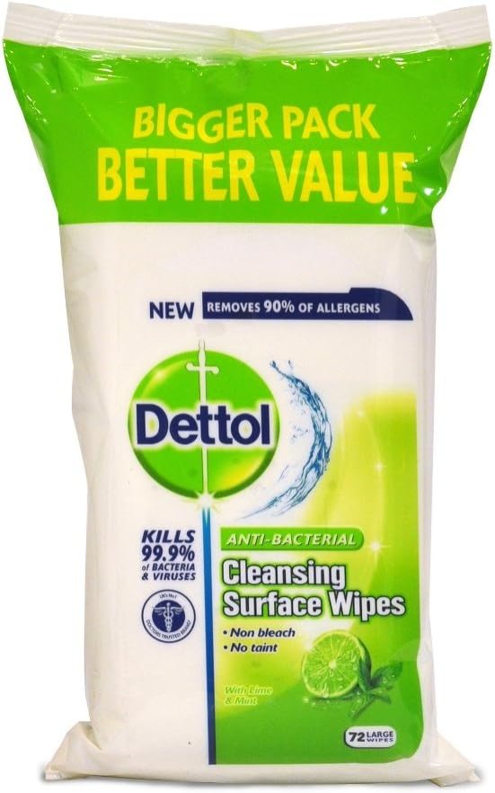 Dettol Lime and Mint Wipes 72 Large Wipes