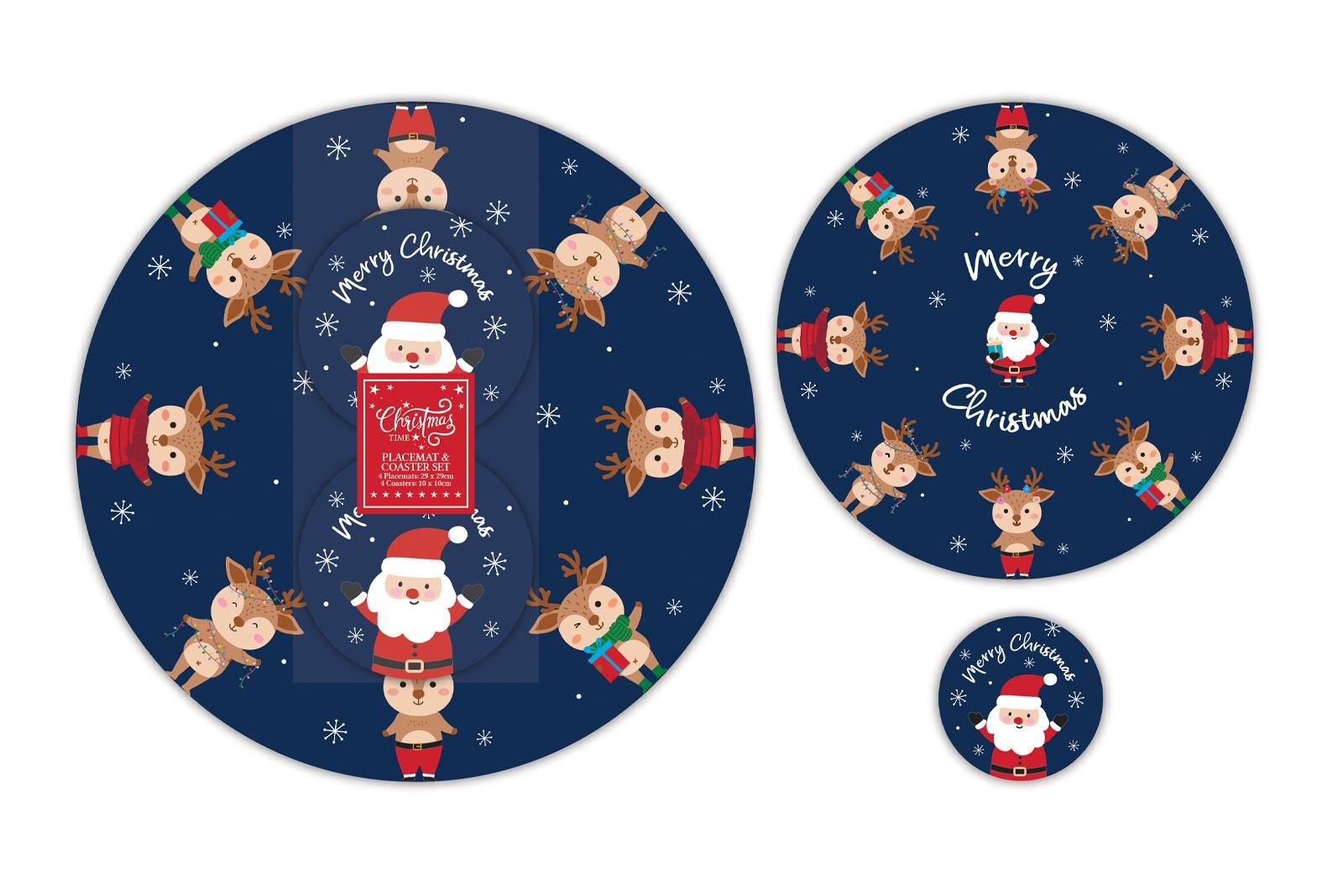 CHRISTMAS PLACEMATS & COASTERS 4PK